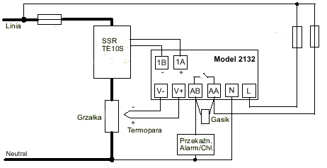 schemat połączeń: regulator temperatury - SSR